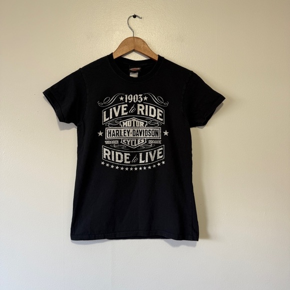 Harley-Davidson Black 'Live to Ride' Kona, HI Tee Size Small - Picture 1 of 6